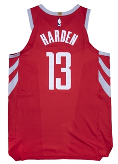 2018 James Harden Multi-Game Used Houston Rockets #13 Jersey Used in 15 Games Used in 7 Doubles-Doubles Games - 440 Total Pts. (MeiGray)